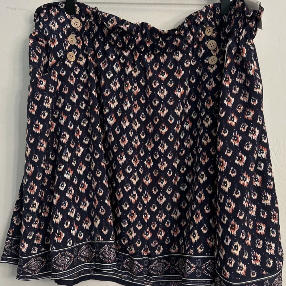 Maurices Pink and Black Smocked Skater Mini Skirt